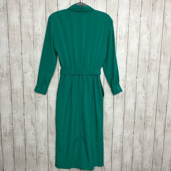 Vintage Talbots Long Sleeve Collared Button Up Belted Trench Shirt Dress Size 6 - Picture 2 of 16